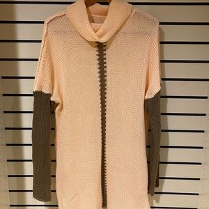 M/L turtleneck sweater dress in pink & brown